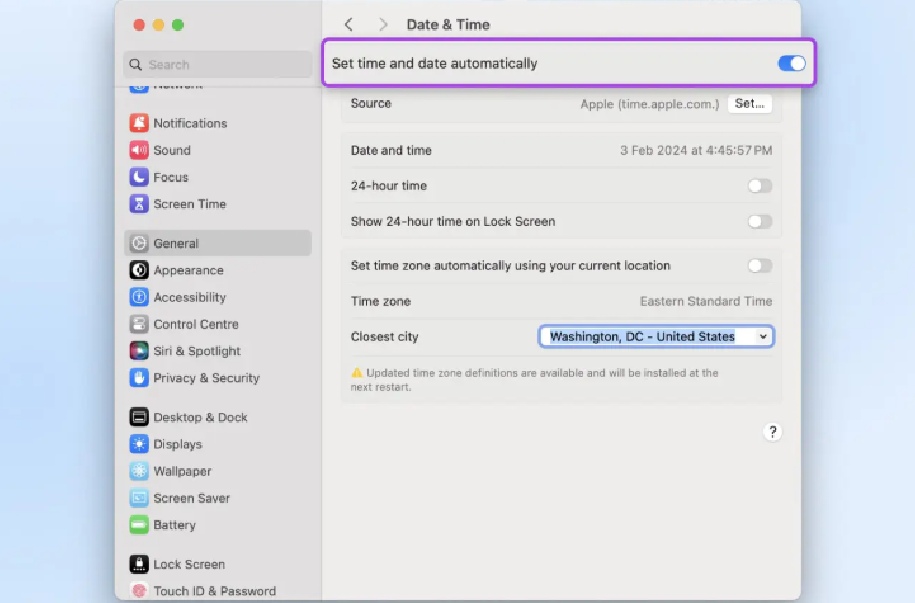 Check the System Time and Date - err_ssl_protocol_error